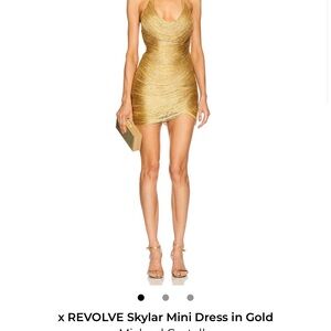 Skylar Gold Metallic Halter Mini Dress